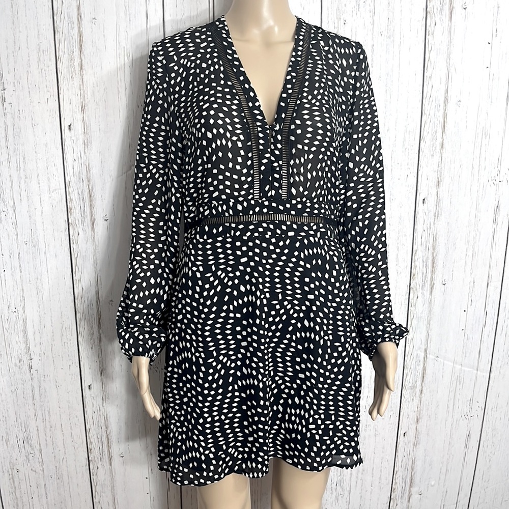 NWT Lost in Lunar Black Polka Dot Dress Long Sleeves Size Medium